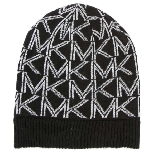 MICHAEL KORS MK Classic Logo Black and Metallic Beanie Hat main image 4